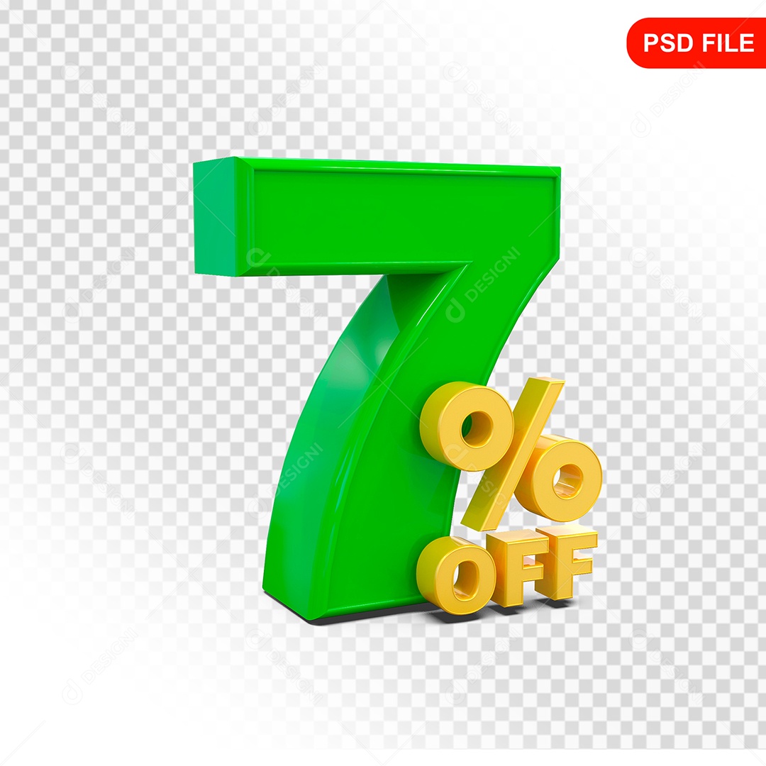 Desconto 7% Colorido Elemento 3D Para Composição PSD