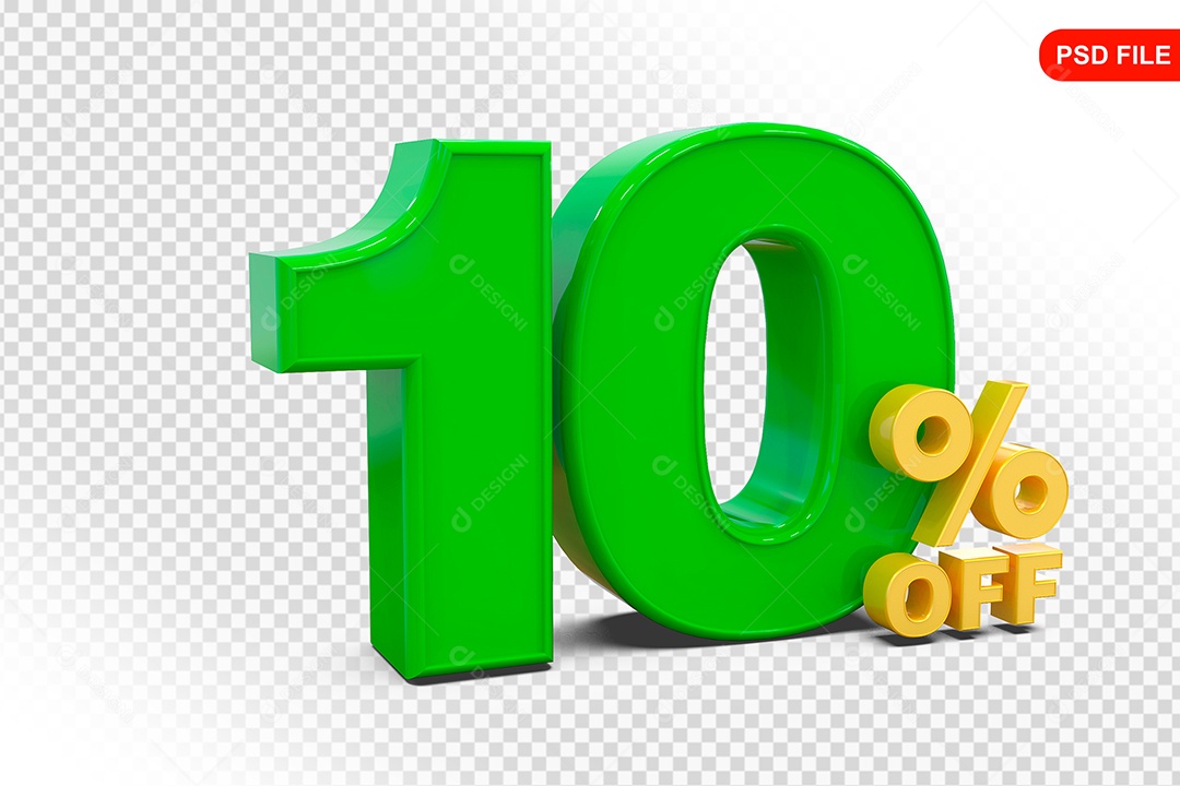 Desconto 10% Colorido Elemento 3D Para Composição PSD