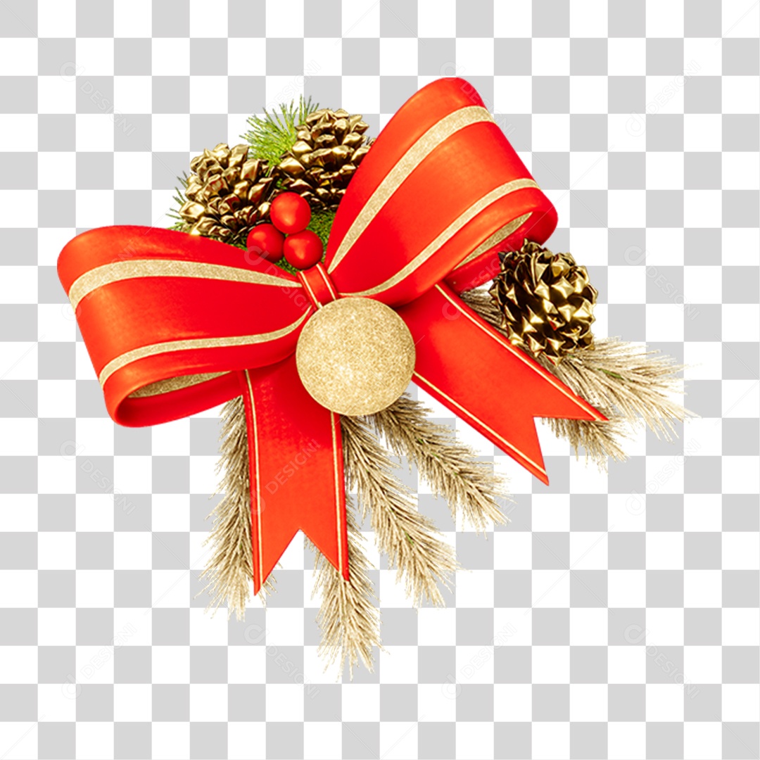 Laço Pinhas Canto Decoração de Natal PNG Transparente