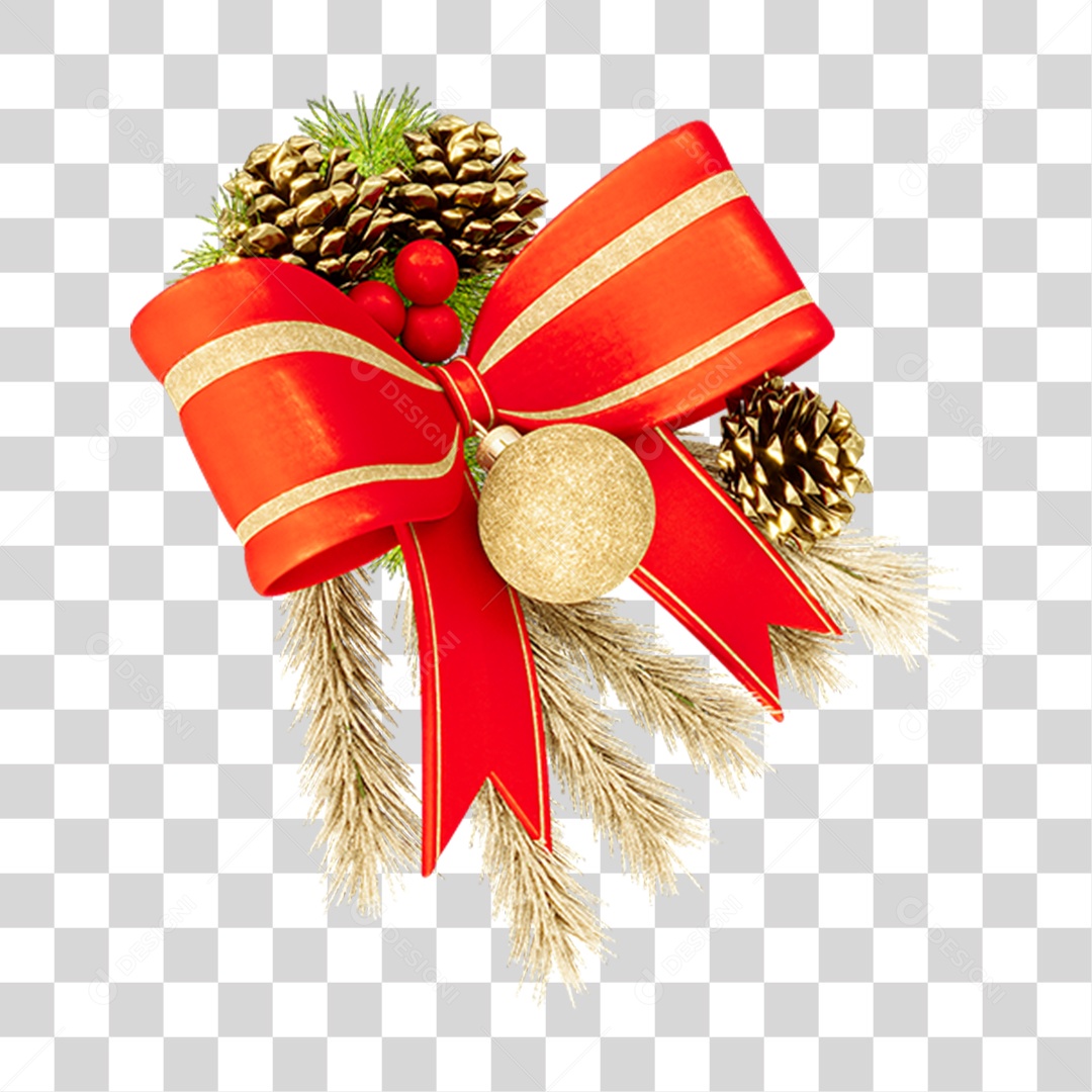 Laço Pinhas Canto Decoração de Natal PNG Transparente