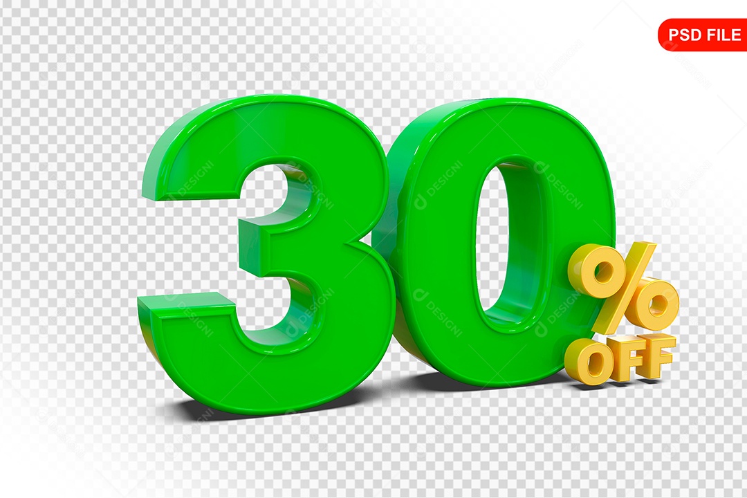 Desconto 30% Colorido Elemento 3D Para Composição PSD
