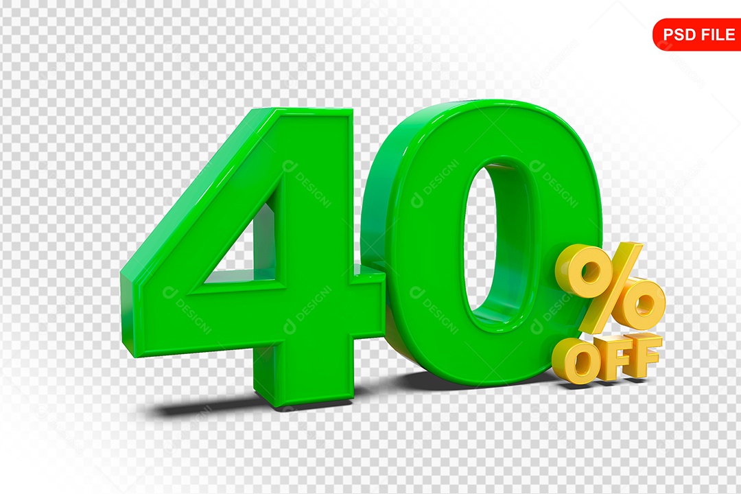 Desconto 40% Colorido Elemento 3D Para Composição PSD