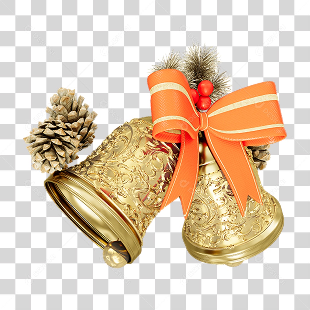 Sinos e Pinhas Guirlanda PNG Transparente