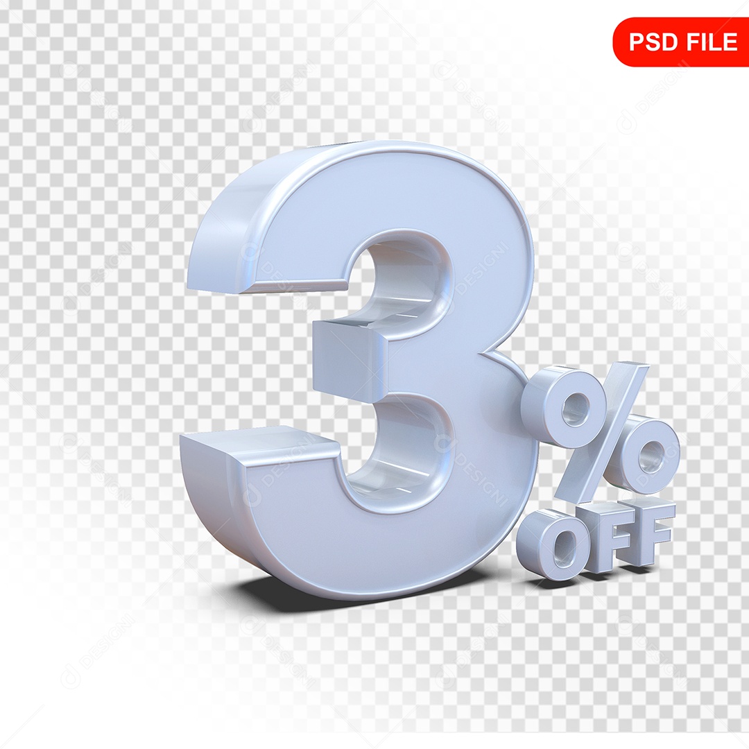 Desconto 3% Colorido Elemento 3D Para Composição PSD