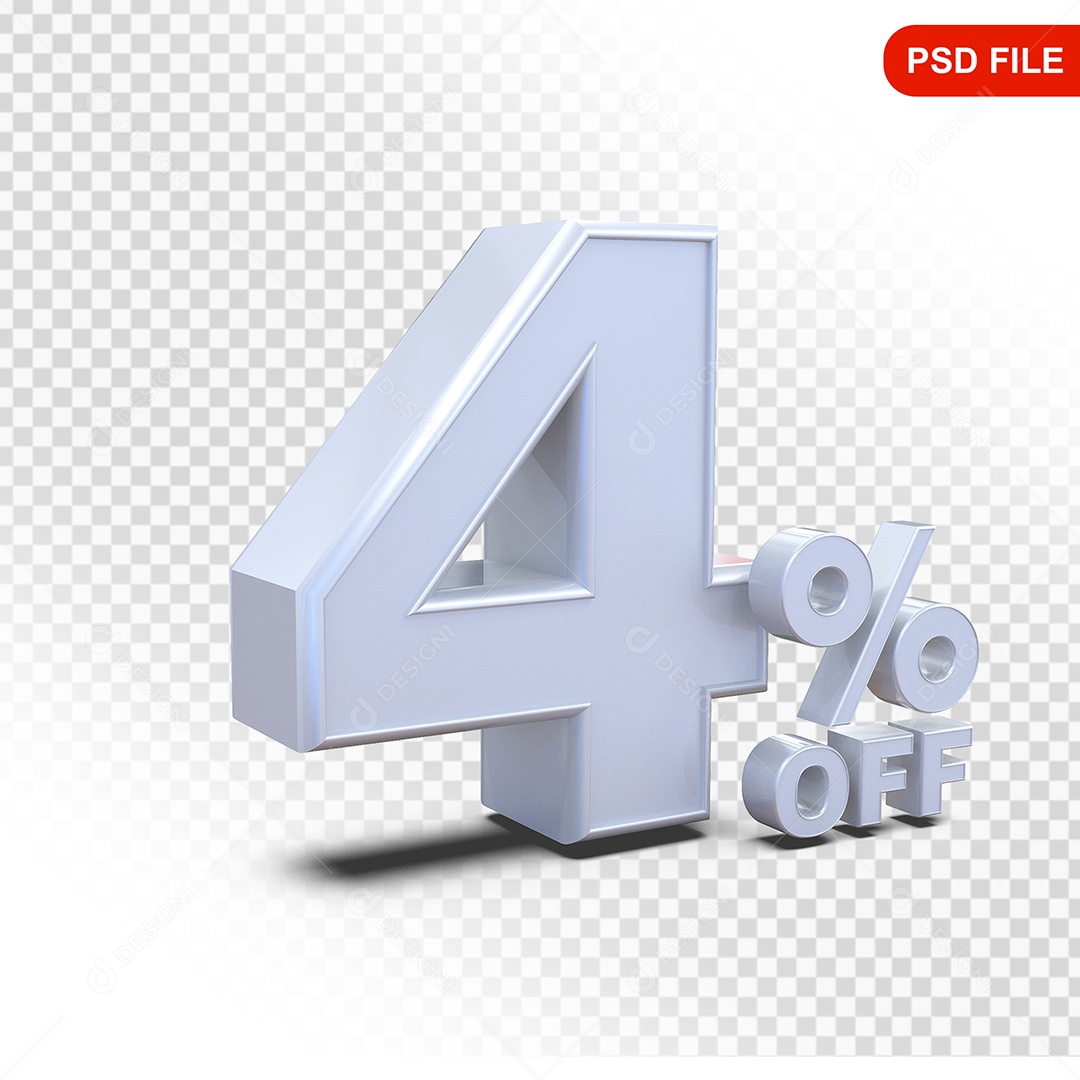 Desconto 4% Colorido Elemento 3D Para Composição PSD