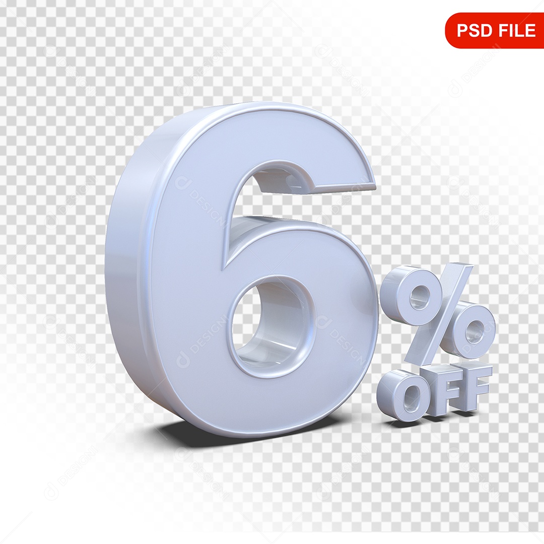 Desconto 6% Colorido Elemento 3D Para Composição PSD