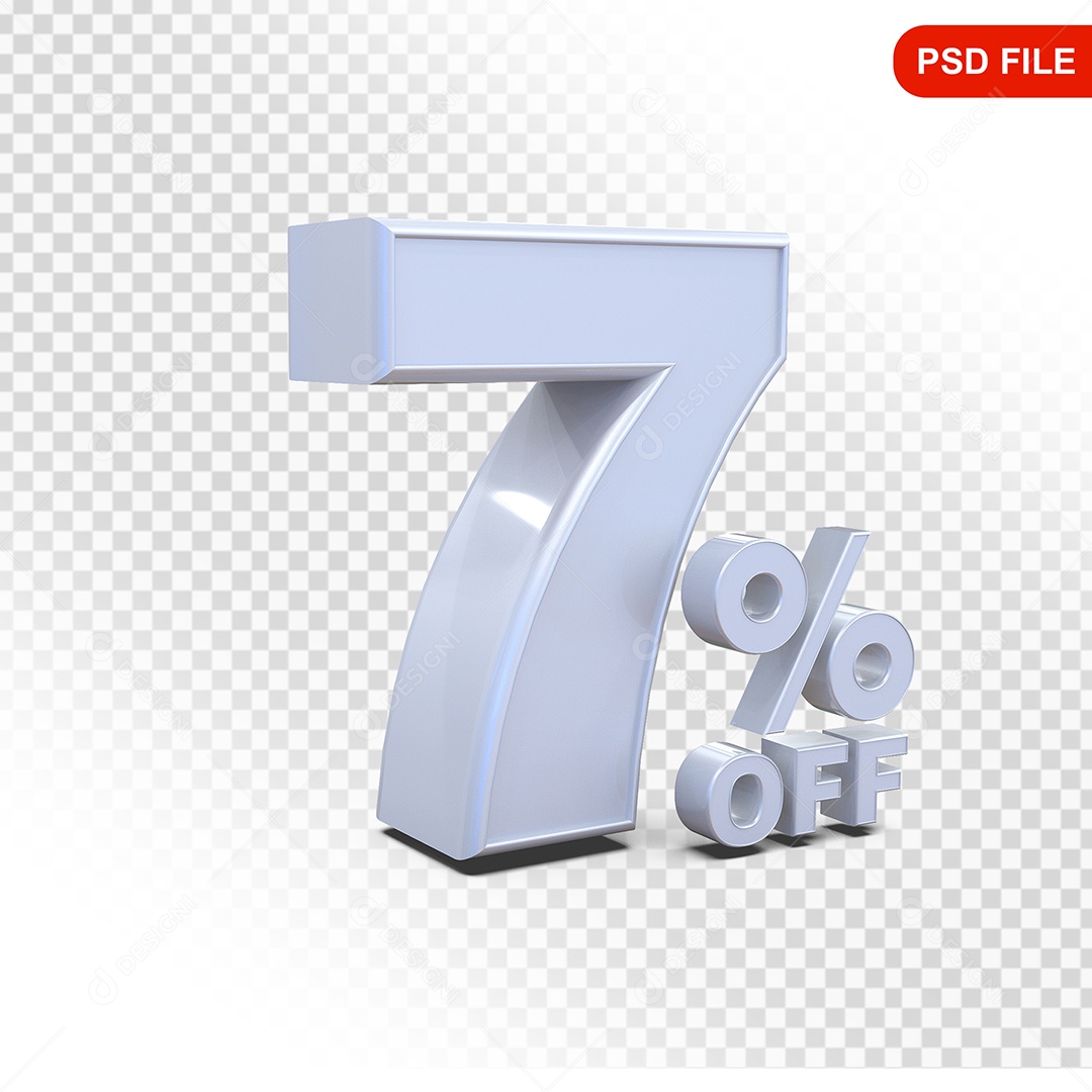 Desconto 7% Colorido Elemento 3D Para Composição PSD