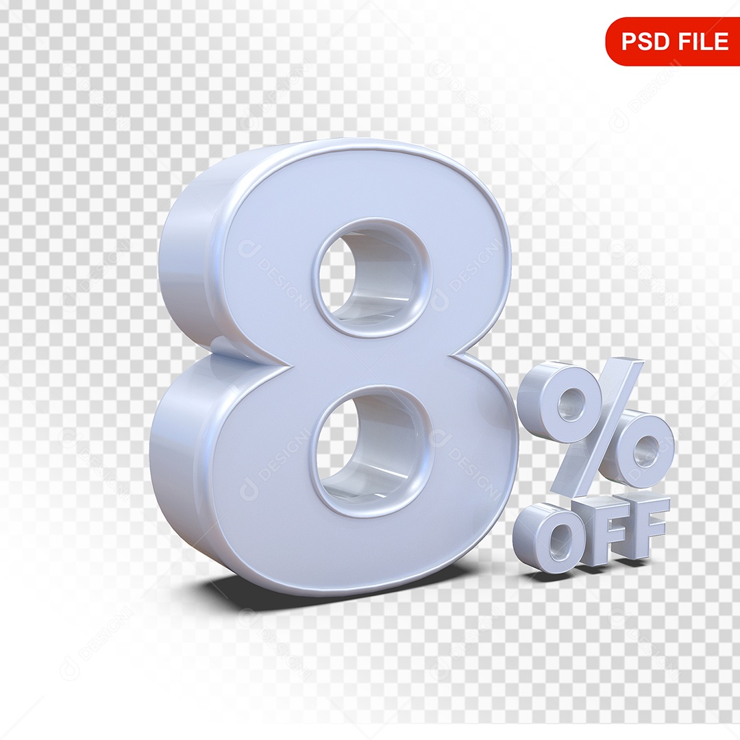 Desconto 8% Colorido Elemento 3D Para Composição PSD
