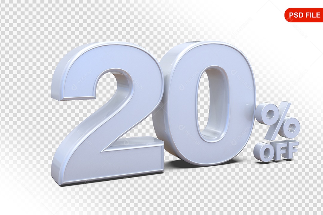 Desconto 20% Colorido Elemento 3D Para Composição PSD
