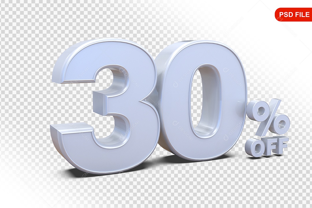 Desconto 30% Colorido Elemento 3D Para Composição PSD