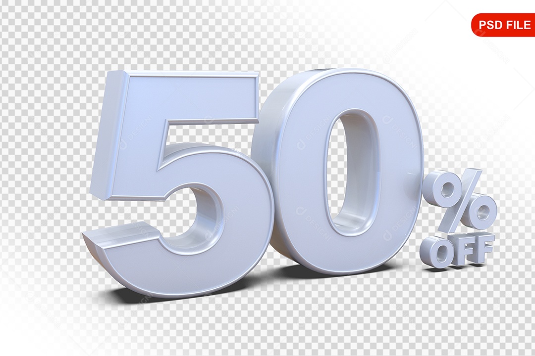 Desconto 50% Colorido Elemento 3D Para Composição PSD