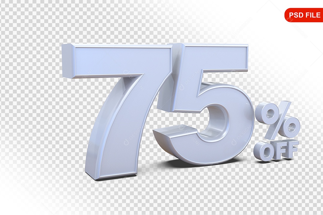 Desconto 75% Colorido Elemento 3D Para Composição PSD