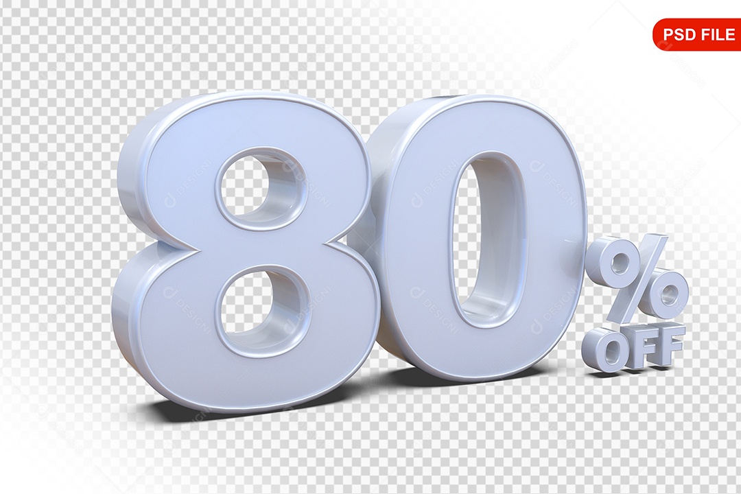 Desconto 80% Colorido Elemento 3D Para Composição PSD