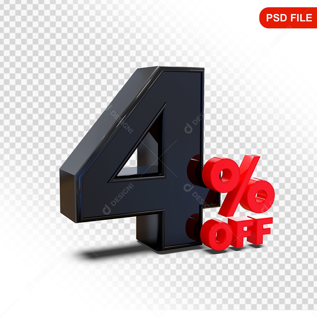 Desconto 4% Colorido Elemento 3D Para Composição PSD