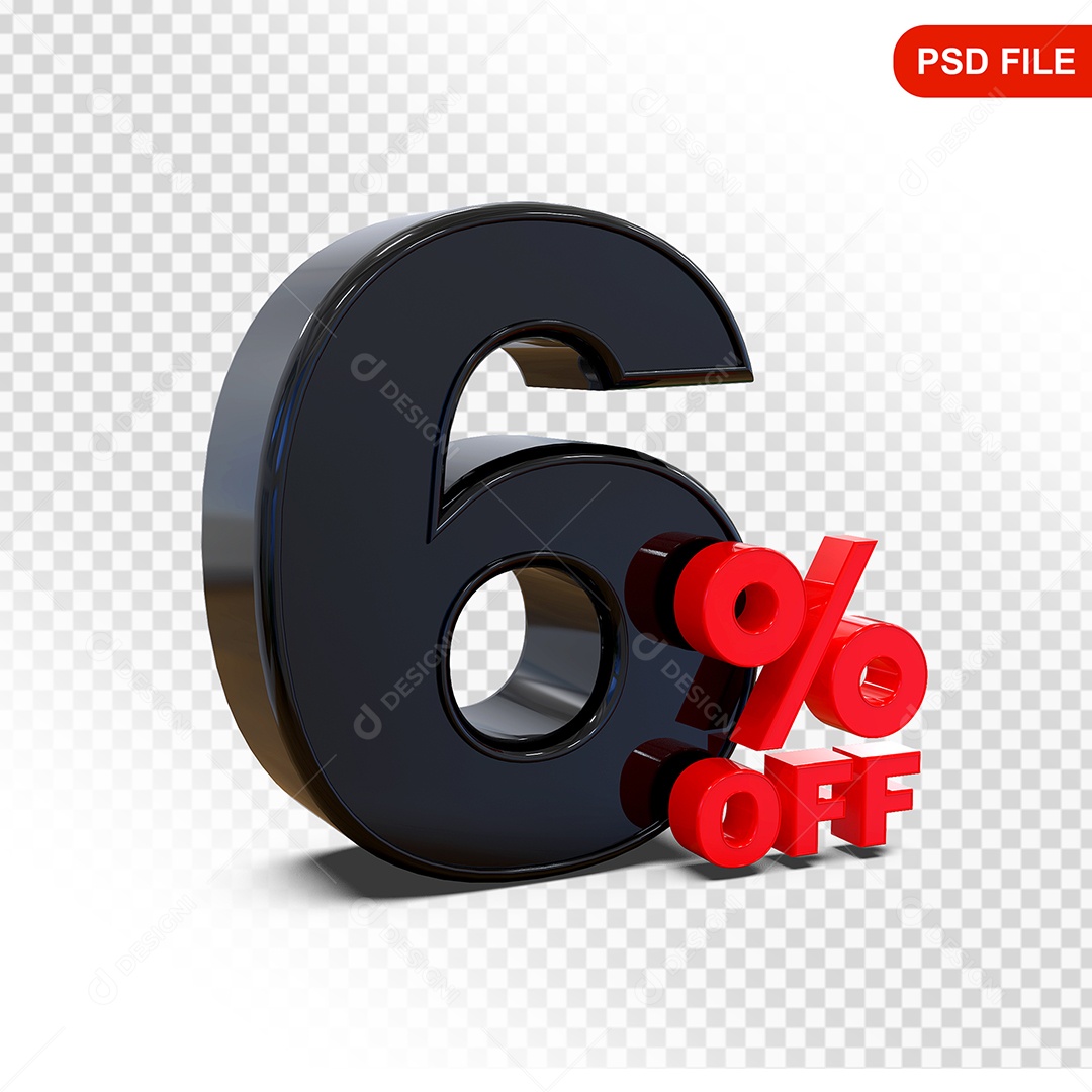 Desconto 6% Colorido Elemento 3D Para Composição PSD