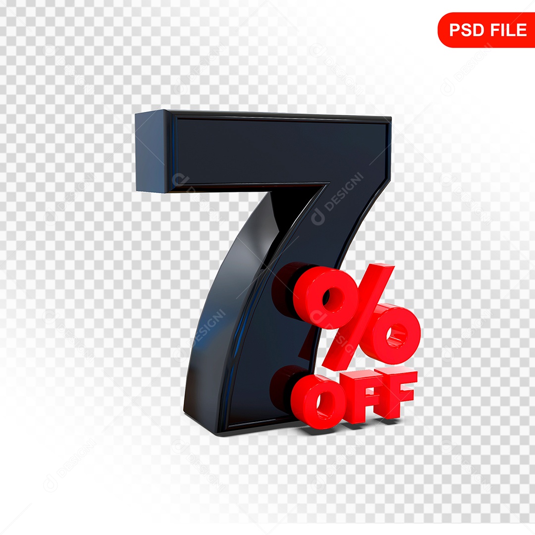 Desconto 7% Colorido Elemento 3D Para Composição PSD