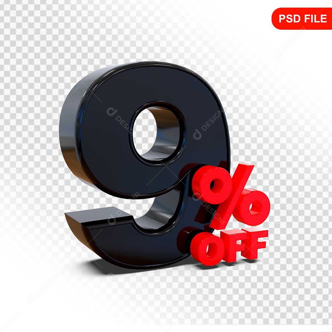 Desconto 9% Colorido Elemento 3D Para Composição PSD