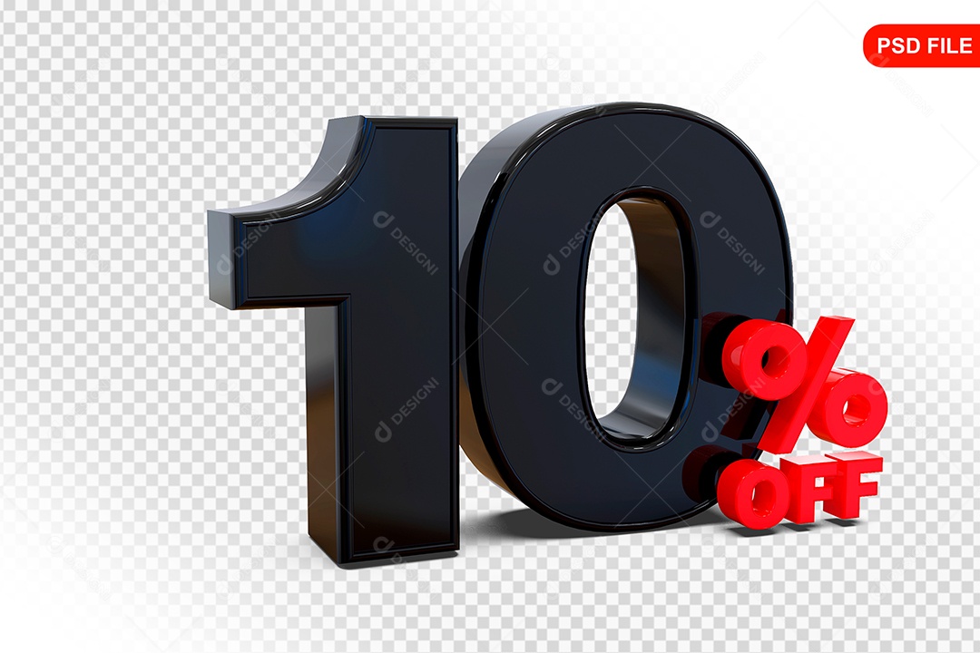 Desconto 10% Colorido Elemento 3D Para Composição PSD