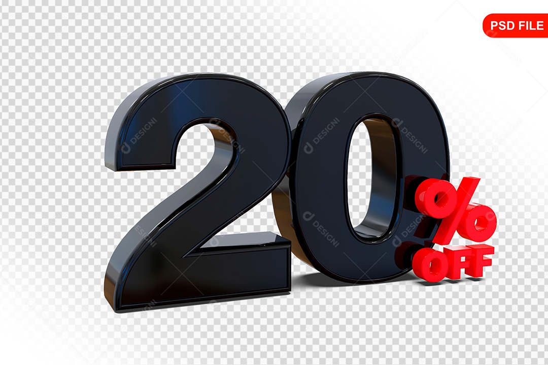 Desconto 20% Colorido Elemento 3D Para Composição PSD
