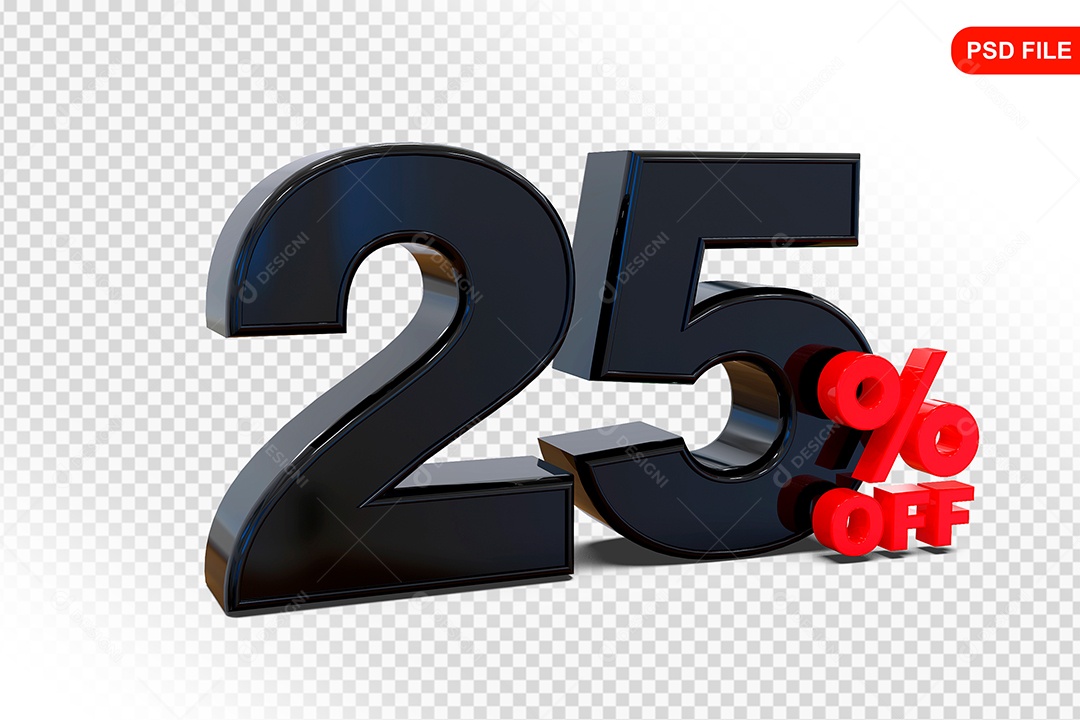 Desconto 25% Colorido Elemento 3D Para Composição PSD