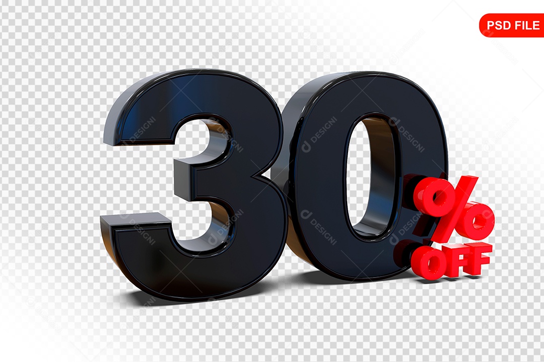 Desconto 30% Colorido Elemento 3D Para Composição PSD