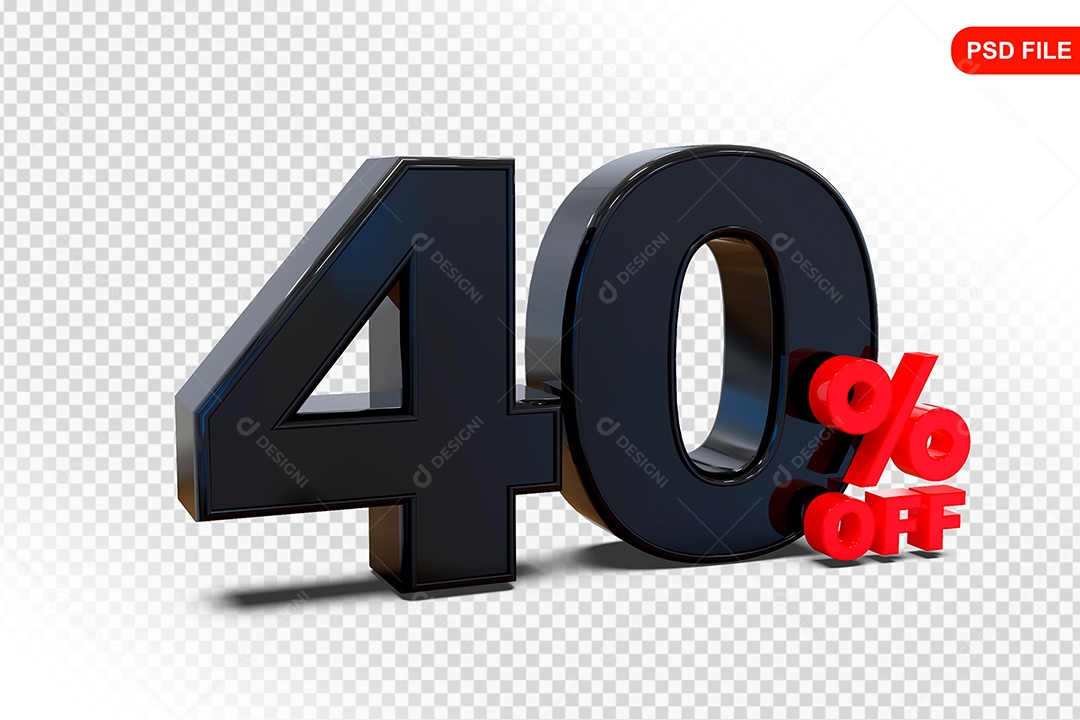 Desconto 40% Colorido Elemento 3D Para Composição PSD