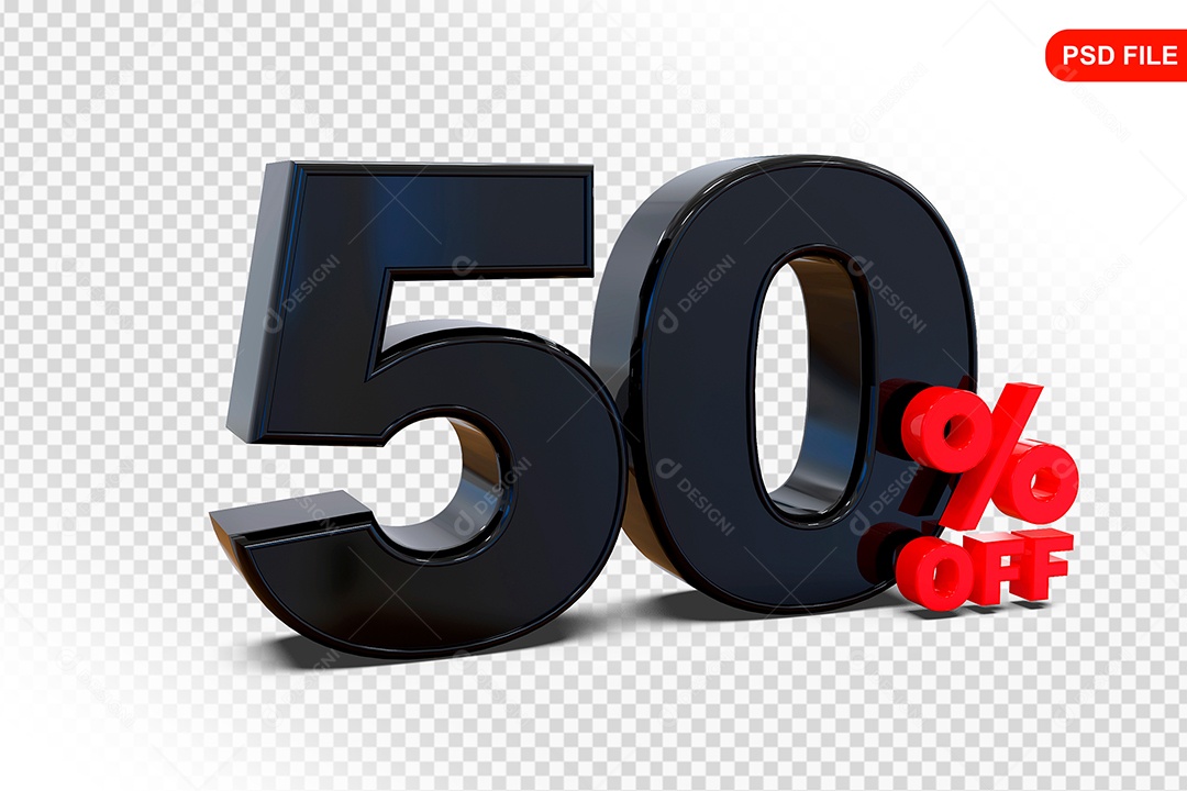 Desconto 50% Colorido Elemento 3D Para Composição PSD