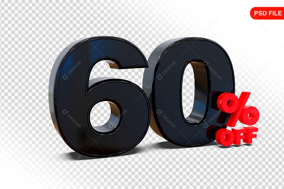 Desconto 60% Colorido Elemento 3D Para Composição PSD