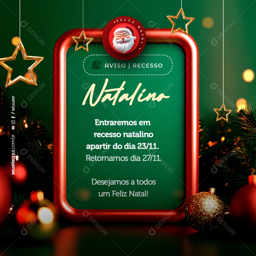 Warning Christmas recess Merry Christmas Social Media PSD Editable