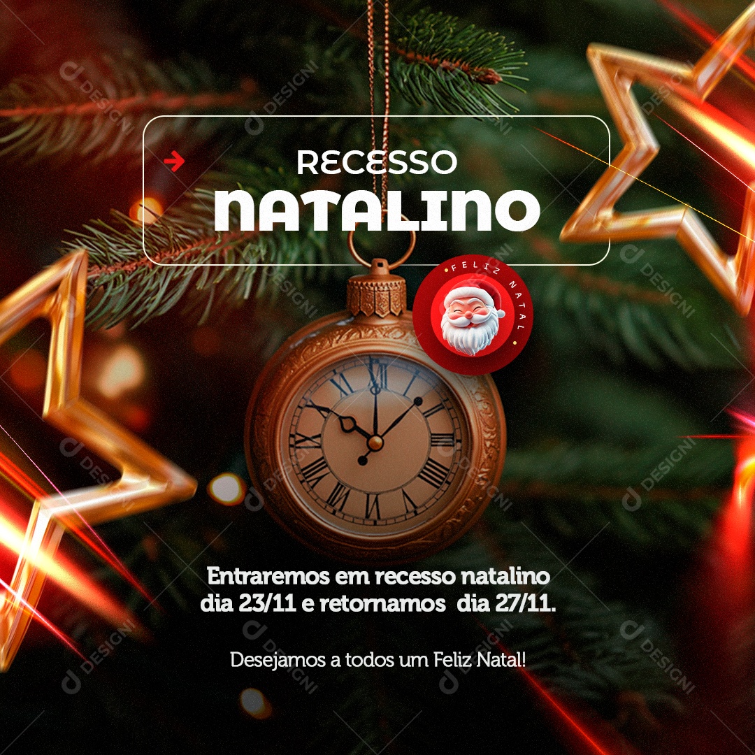 Recesso Natalino Feliz Natal Social Media PSD Editável
