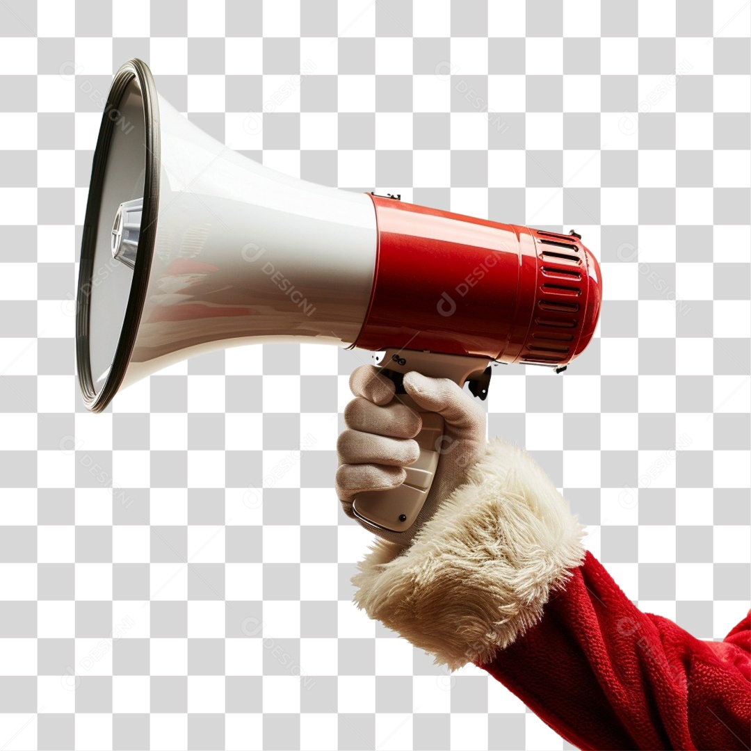 Papai Noel com Megafone nas Mãos PNG Transparente