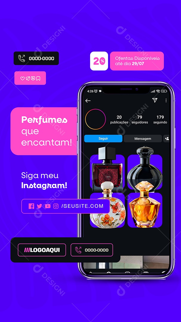 Story Revendedor Perfumes que Encantam Social Media PSD Editável