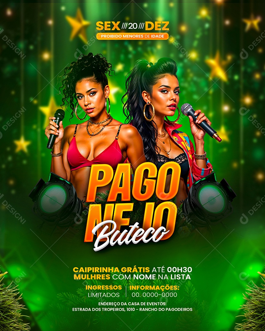 Flyer Natal Pagonejo Buteco Social Media PSD Editável