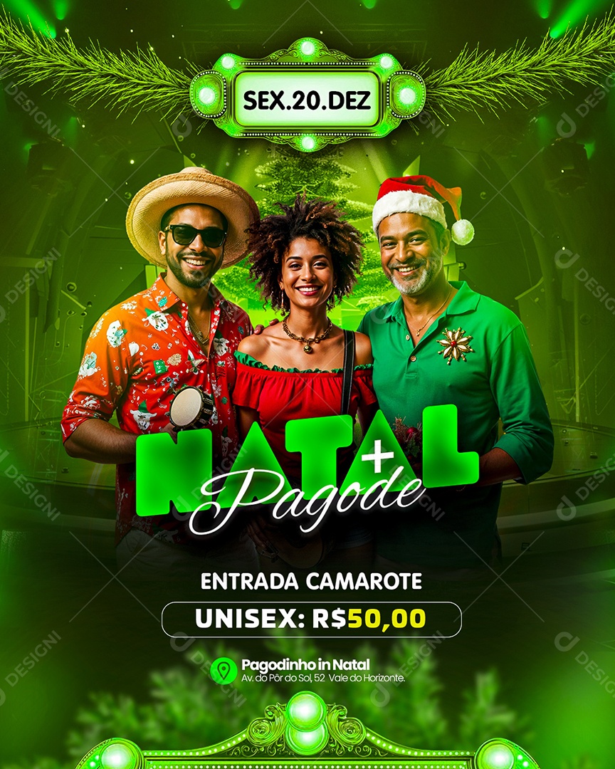 Flyer Natal Mais Pagode Social Media PSD Editável