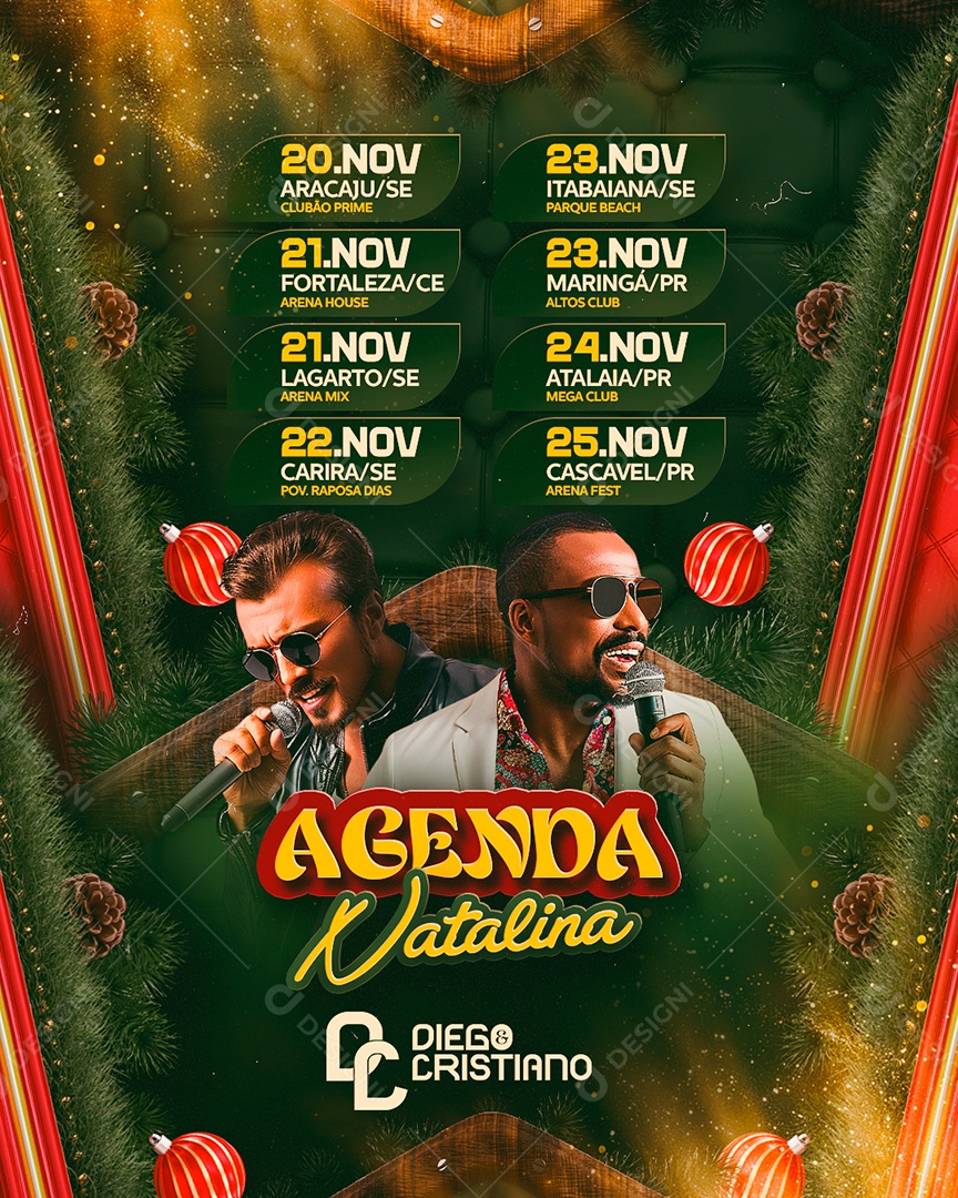 Flyer Agenda Natalina Social Media PSD Editável