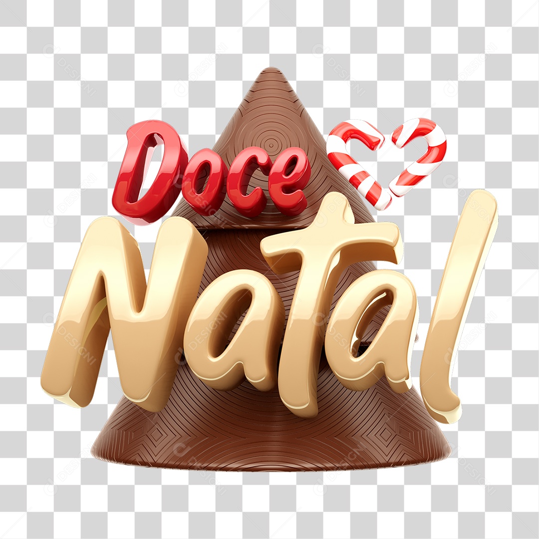 Selo 3D Doce Natal Chocolate PNG Transparente