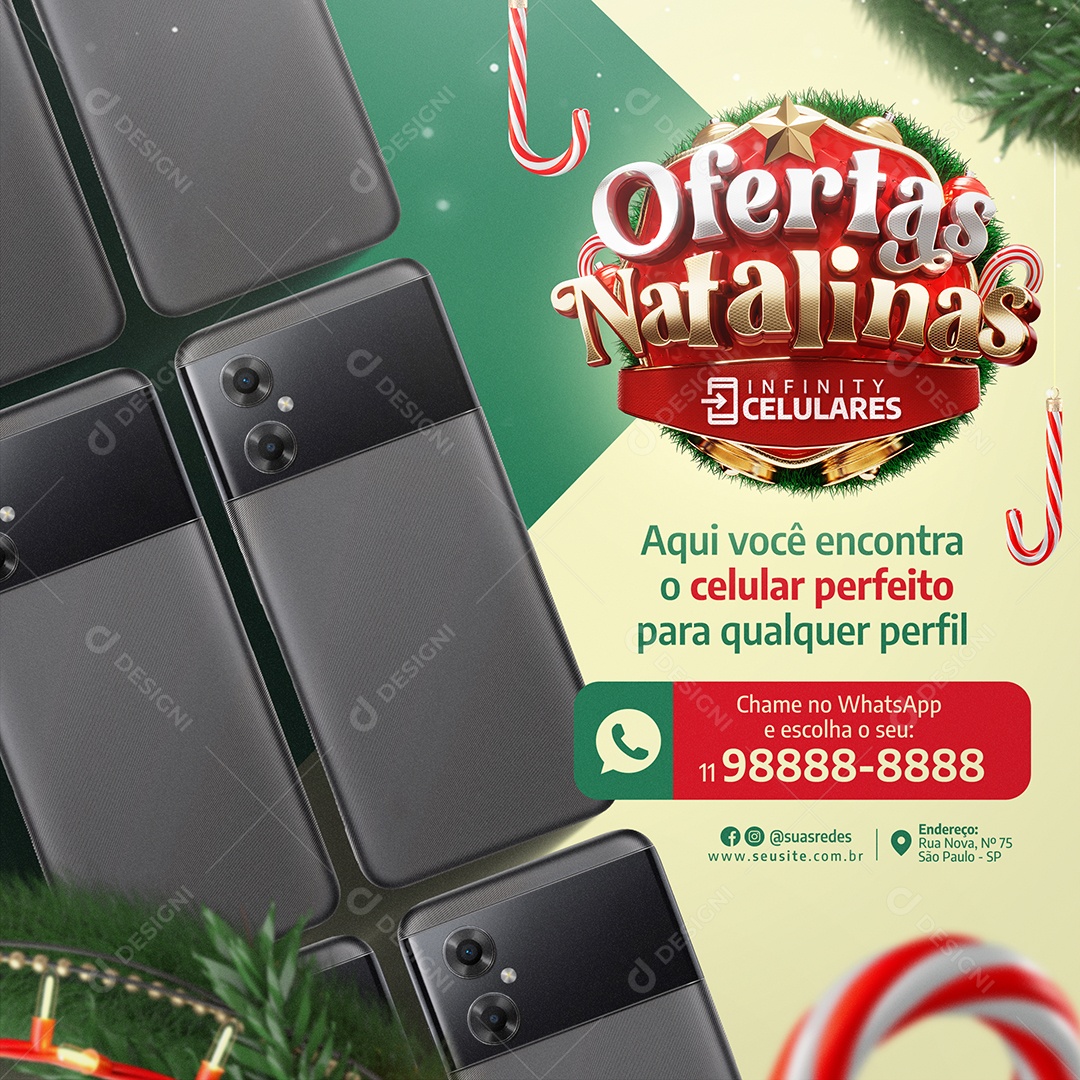 Ofertas Natalinas Loja de Celular Smartphones Social Media PSD Editável