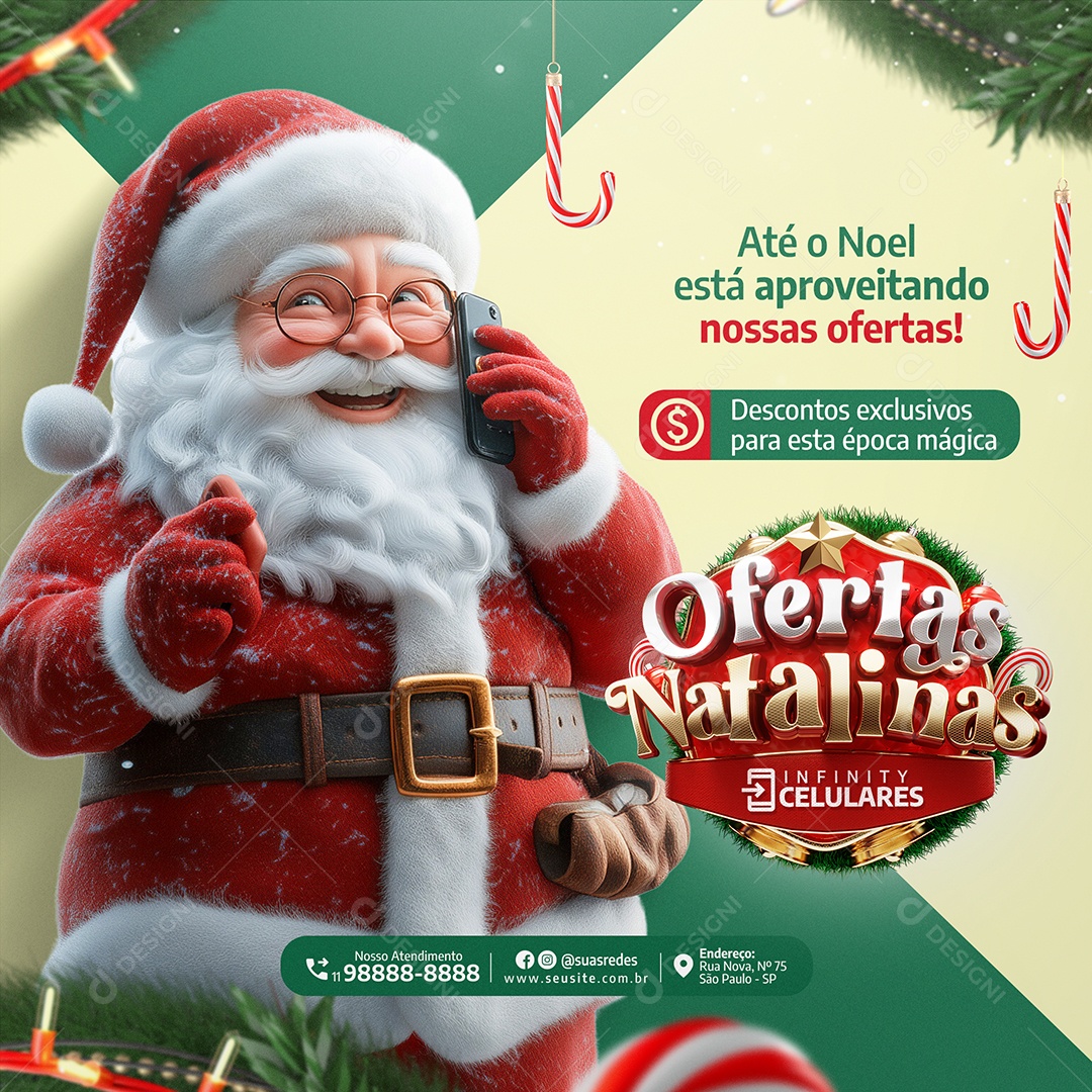 Ofertas Natalinas Loja de Celular Descontos Exclusivos Social Media PSD Editável