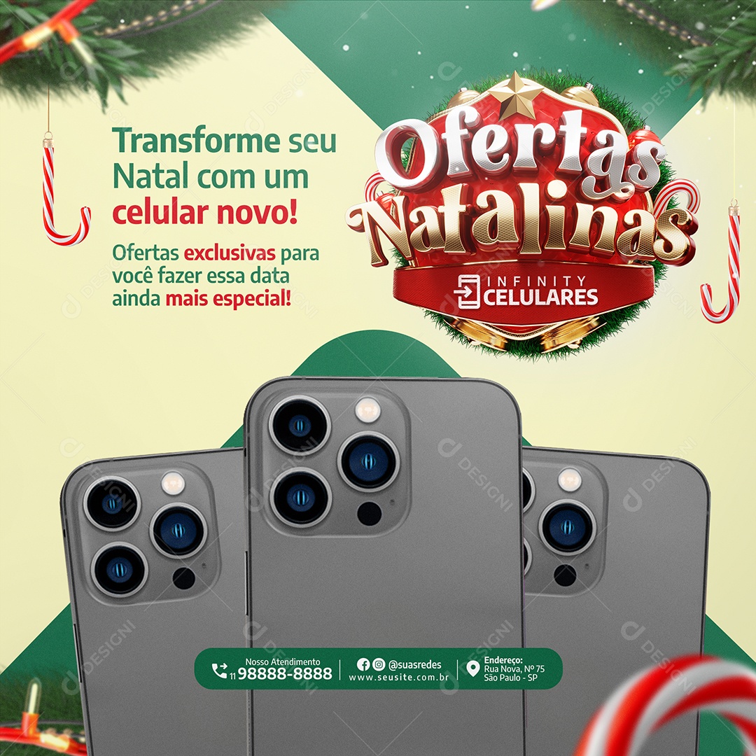 Ofertas Natalinas Loja de Celular Iphone Ofertas Exclusivas Social Media PSD Editável