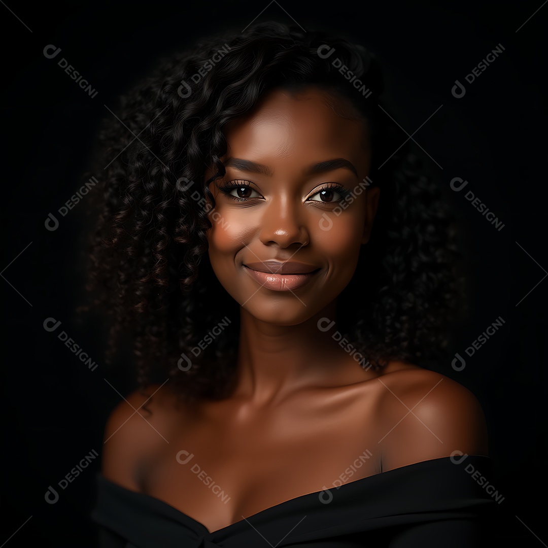 Bela mulher morena de roupas preta fazendo pose sobre fundo isolado