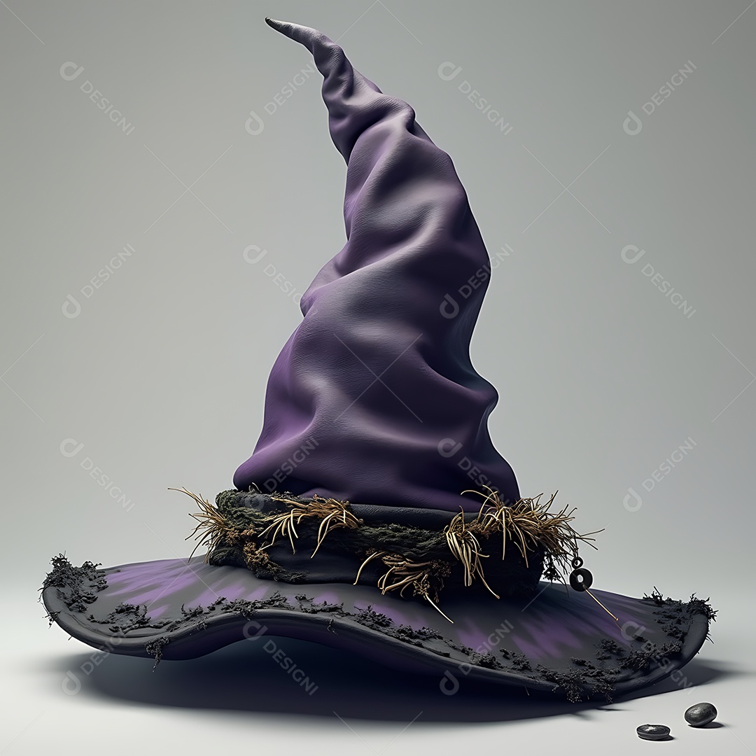 Lindo chápeu de dias das bruxas sobre fundo branco isolado