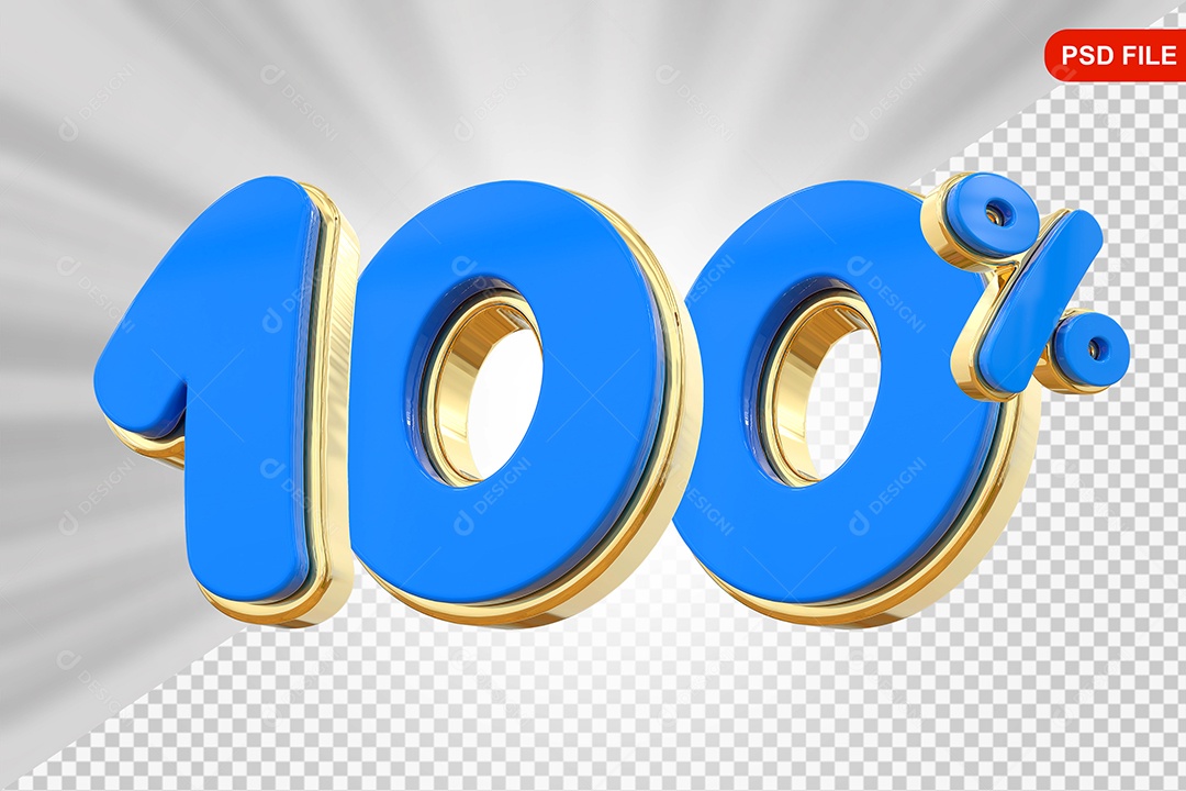 Desconto 100% Colorido Elemento 3D Para Composição PSD