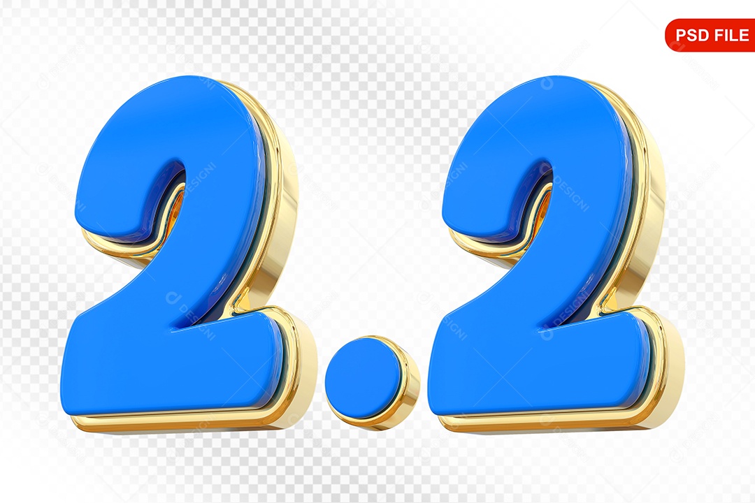 Número 2.2  Elemento 3D Para Composição PSD