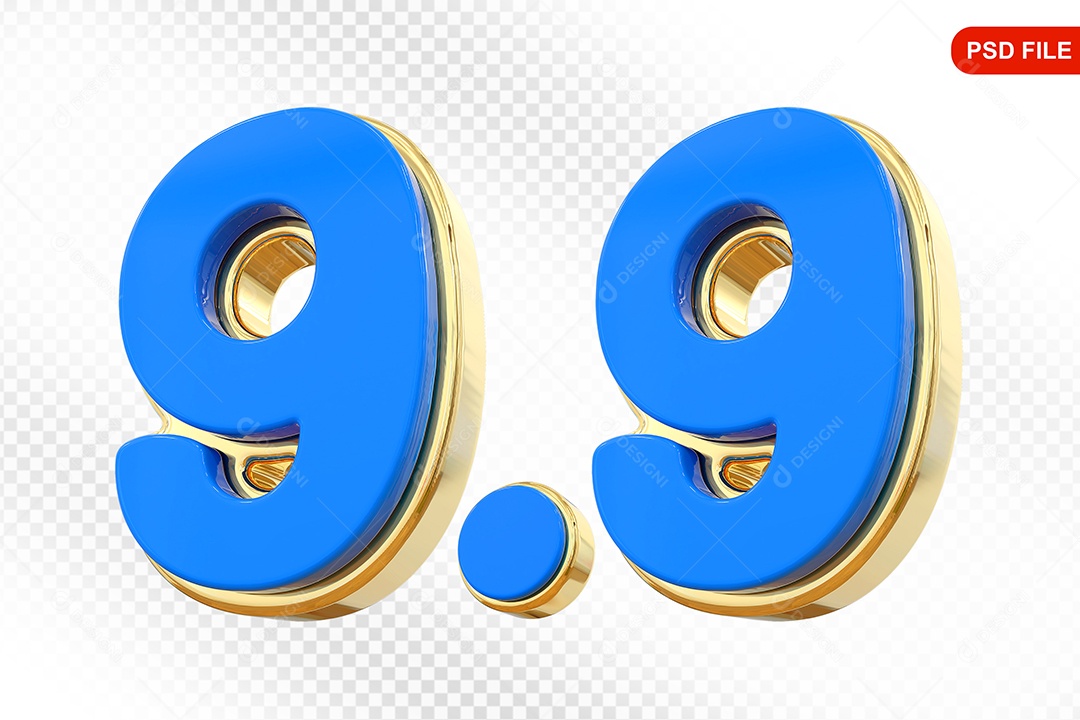 Número 9.9 Elemento 3D Para Composição PSD