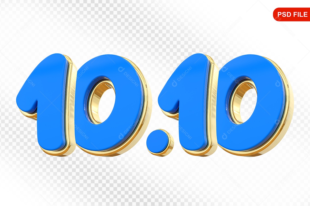 Número 10.10 Elemento 3D Para Composição PSD