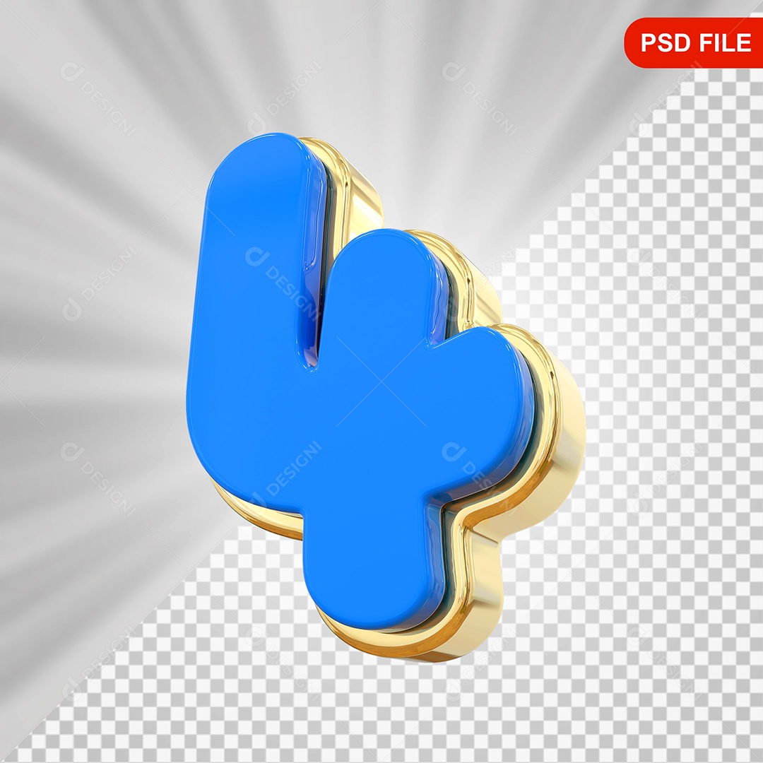 Número 4 Elemento 3D Para Composição PSD