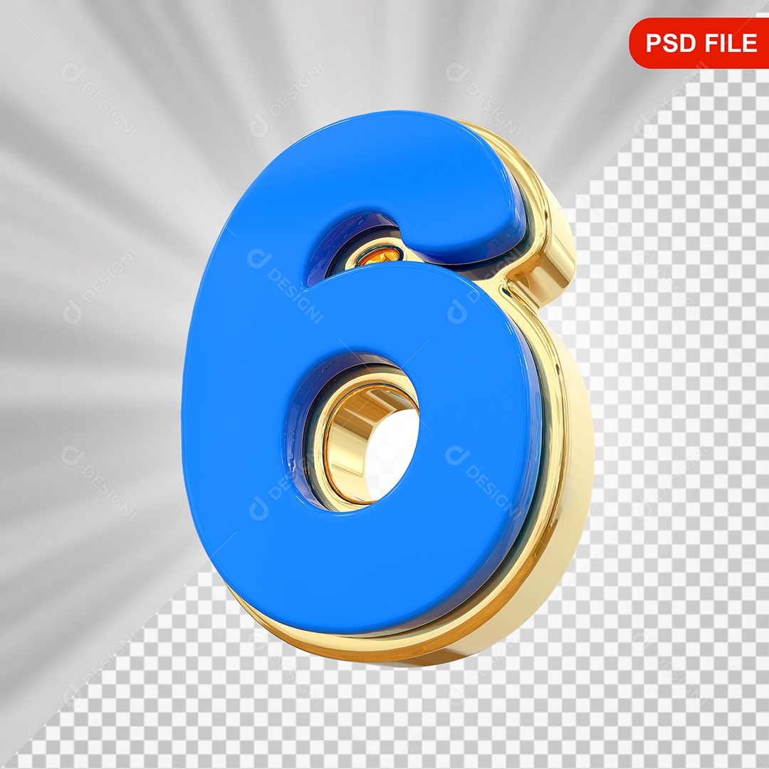 Número 6 Elemento 3D Para Composição PSD