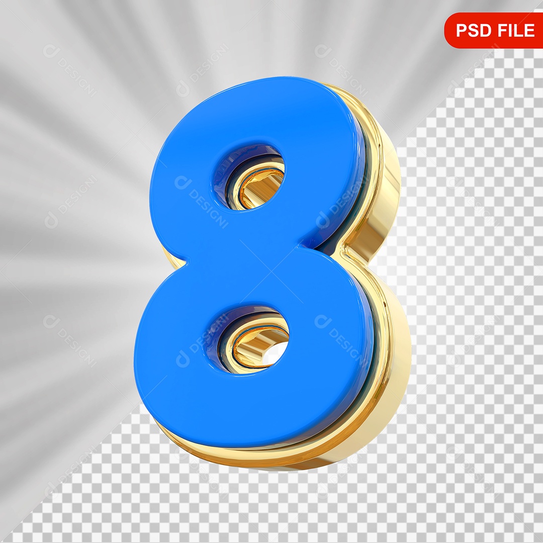 Número 8 Elemento 3D Para Composição PSD