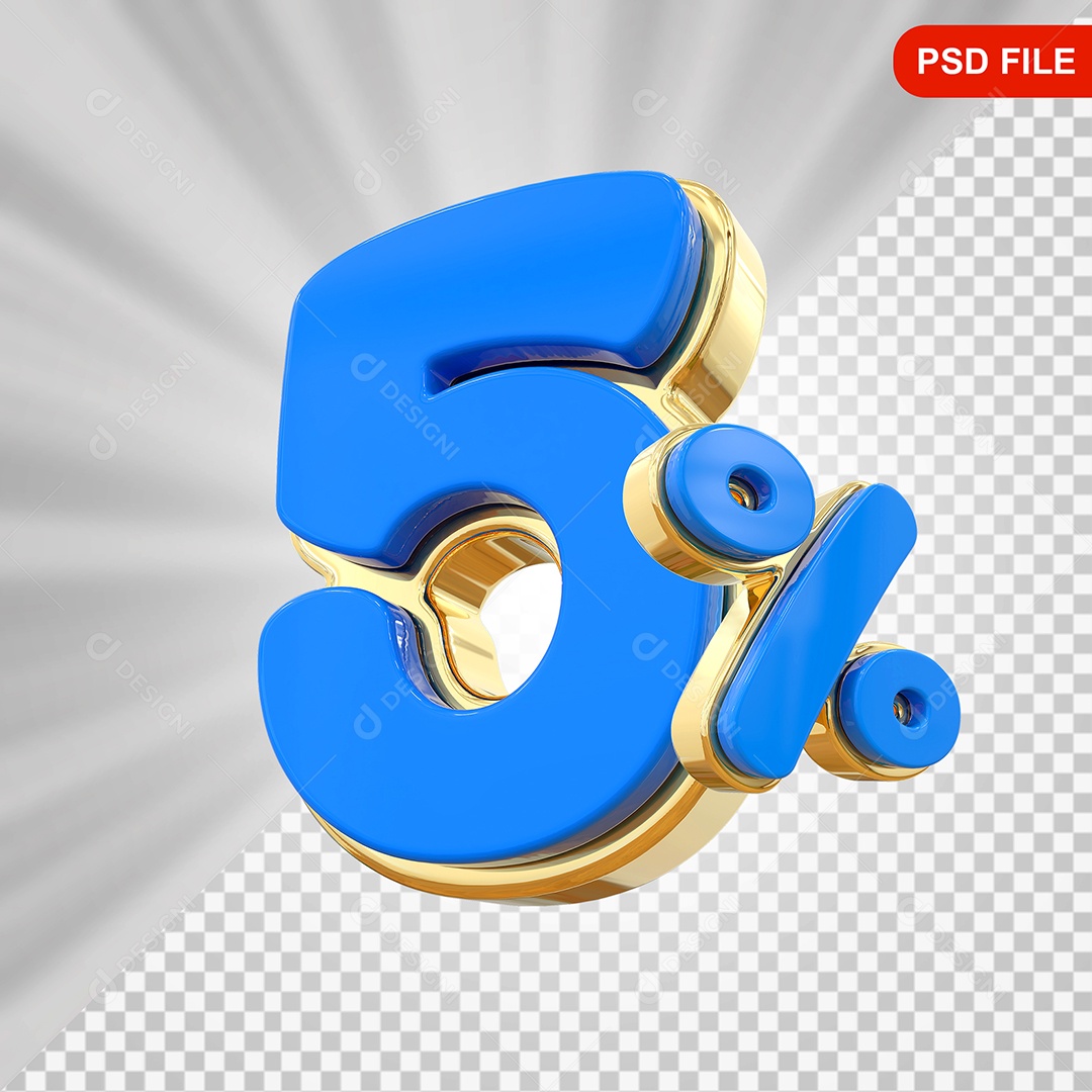 Desconto 5% Colorido Elemento 3D Para Composição PSD