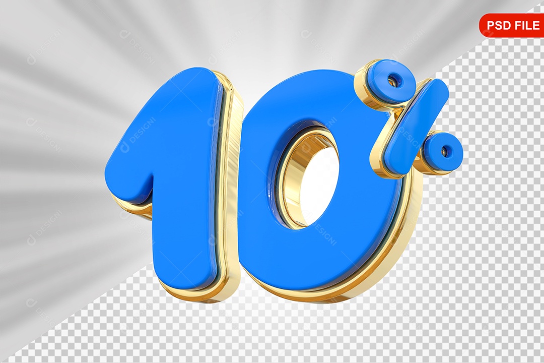 Desconto 10% Colorido Elemento 3D Para Composição PSD